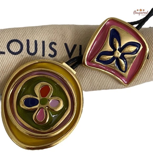 Authentic Louis Vuitton Monogram Gold Metal Elastic Hair Tie M65351 - Picture 2 of 8